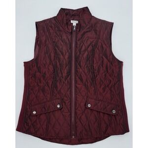 WESTPORT Iridescent Red Quilted Insulated Vest Zip Front Snap Pockets Women's L